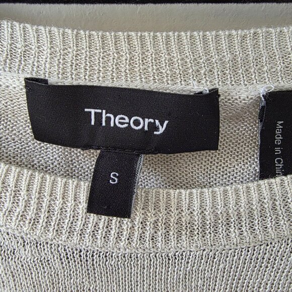 THEORY Toraely Sag Harbor Sweater | S | Crew Neck Short Sleeve Ombre Linen - Picture 6 of 8
